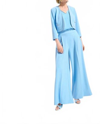 Joseph Ribkoff Rhinestone Trim Cropped Jacket In Sky Blue