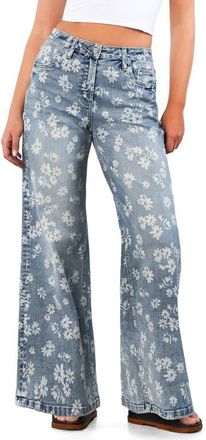 HINT OF BLU Daisy Wide Leg Jeans in Nora Blue at Nordstrom, Size 28