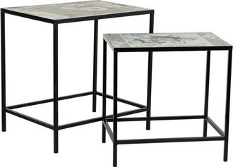 Wanderlust Deco Set 2 Maceteros De Mosaico Y Forja Negros