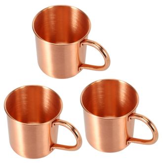OEM 3 Tazas De Cobre Puro De Mosc&uacute;, S&oacute;lidas Y Lisas, Sin Revestimiento, Para C&oacute;cteles, Caf&eacute;, Cerveza, Leche, Agua, Bar En Casa, Bebidas Fr&iacute;as