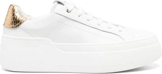 Ferragamo Platform leren sneakers - Dames - Sneakers - Wit - 40 EU - Leer - Schoenen