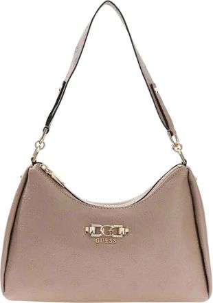 Guess Anise Double Zip Schoudertas - Dames - Schoudertassen - Beige - ONE Size - Tassen