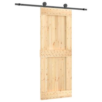 vidaXL Puerta Corredera Natural Y Negro 80 X 210 Cm Vidaxl