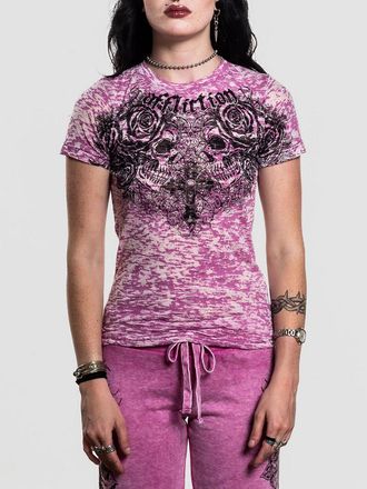 Affliction Forgotten Burn Out Baby T-Shirt pink