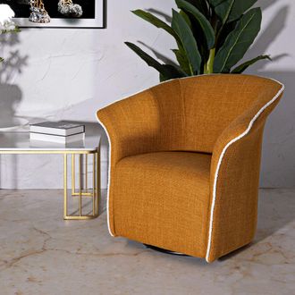 Dmora Poltrona Toamas, Base Giratoria, Reposabrazos, Estructura De Metal, 84x66x80h Cm, Amarillo Mostaza