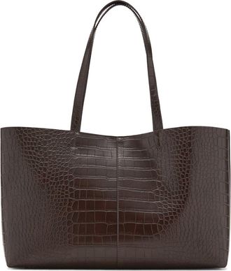 Mango Faux Leather Shopper Tote in Chocolate at Nordstrom