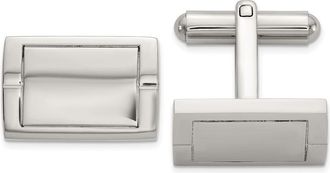 Diamond2Deal Stainless Steel Polished Rectangle Cuff Links