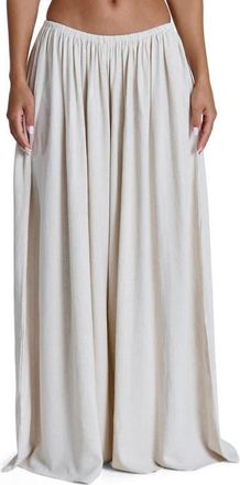 Naked Wardrobe Cotton & Linen WIde Leg Pants in Cream at Nordstrom, Size X-Small