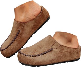 Generic Womens Suede Loafer Slip-Ons Clogs for Women Fashion Comfort Mules Shoes Fall Winter Round Toe Low Top Lightweight Casual Flat Loafers Indoor Outdoor 