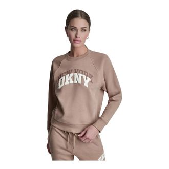 DKNY Logo Sweatshirt - Dames - Sweatshirts - Bruin - M - Katoen - Hoodies & sweatvesten
