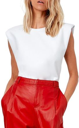 AS by DF Blaze Recycled Leather Top in White at Nordstrom, Size X-Small