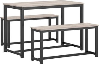 SoBuy Juego de mesa de comedor 2 bancos y 1 mesa metal color natural