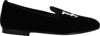 Palm Angels Womens Logo Embroidered Velvet Loafer - Black Textile - Size EU 36