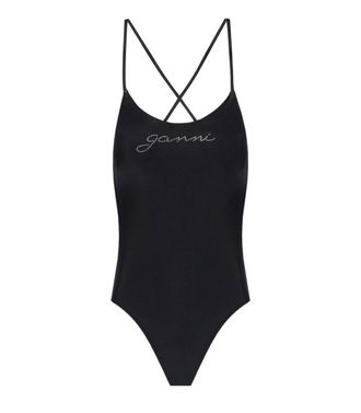 Ganni Black Swimsuit With Logo