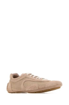 Prada Womens Powder Pink Suede And Mesh Montecarlo Sneakers Opale