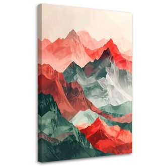 Feeby Impresi&oacute;n De Imagen, Vista De Monta&ntilde;as Abstracta En Tonos Verde Y Rojo, 70x100