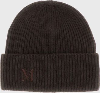 Max Mara Berretto beanie in lana a coste con logo jacquard e risvolto