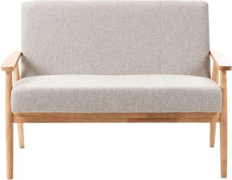Beliani Sofa 2 Seater ESRUM Fabric Light Brown/ Grey