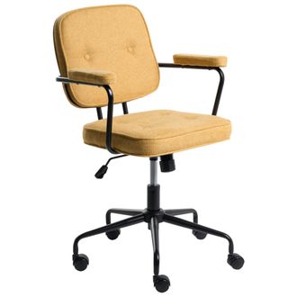 Beliani Silla De Oficina De Tela Patas Negras Giratorio Altura Ajustable Amarillo Pawnee