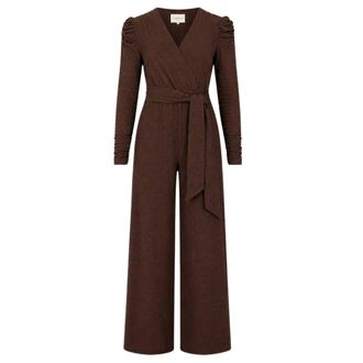 Freebird by Steven Joria Gestructureerde Jumpsuit - Dames - Jumpsuits & Playsuits - Bruin - Maat: S Poliester