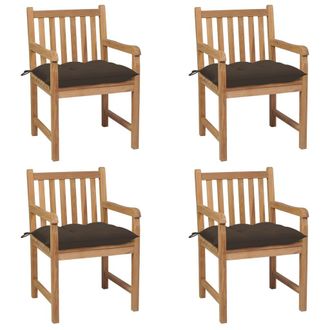 vidaXL Sillas De Jard&iacute;n Con Cojines 4 Uds Madera De Teca Gris Taupe Vidaxl