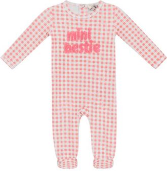 Mocha Checkered Mini Bestie Romper in Pink/white at Nordstrom, Size 3M