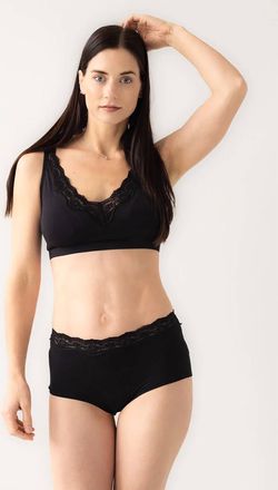 Salua Cotton Bralette With Lace Edge In Black