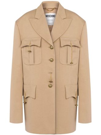 Moschino Jas met puntige revers van katoenblend - Beige