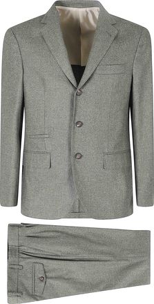 Eleventy Military Green Wool-Blend Single-Breasted Suit