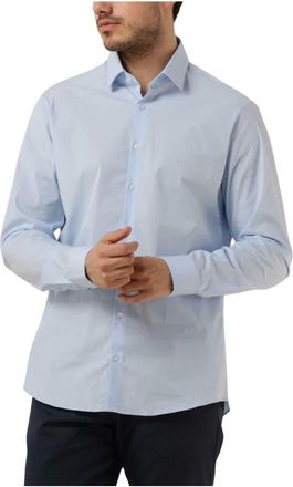 Calvin Klein Overhemden, Heren, Blauw, XL, Slim Stretch Poplin Overhemd