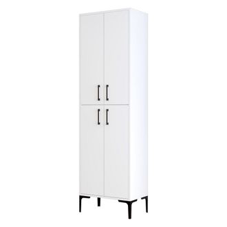 Dmora Armario Multiuso Grande Laino, 6 Estantes, 4 Puertas, Apertura Abatible, 60x200h Cm Blanco