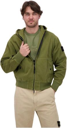 Stone Island Jassen, Heren, Groen, S, Katoen, Sweat Hoodie