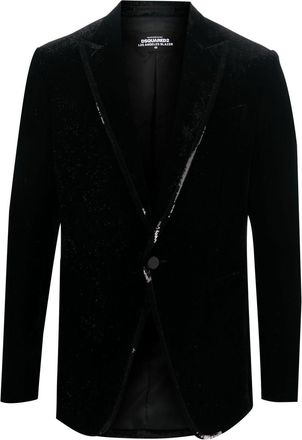 Dsquared2 sequined-trim velvet blazer - men - Polyester/Polyester/Viscose/Cotton - 48 - Black
