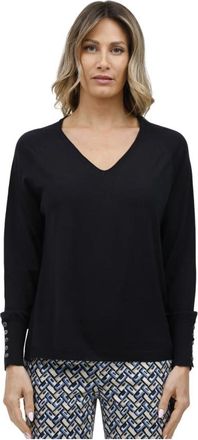 Alpha Studio Lange mouwen V-hals top - Dames - V-hals truien - Blauw - M - Truien & Vesten
