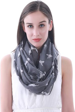 Lina & Lily Golden Retriever Dog Print Lightweight Snood Scarf (Grey)