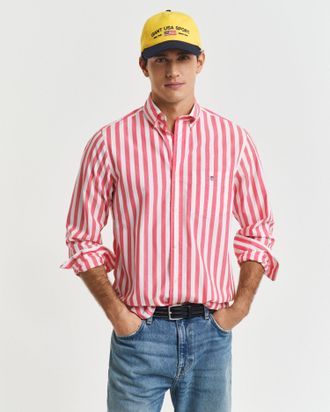 GANT Men Regular Fit Striped Classic Poplin Shirt (XXXL) WATERMELON RED