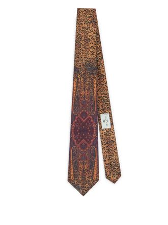 Etro paisley animal-motif tie - men - Silk - One Size - Brown