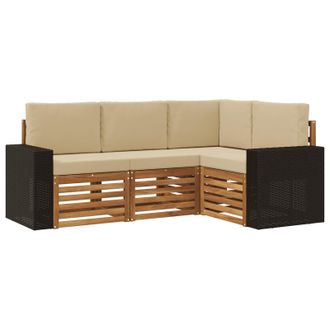 vidaXL Juegos De Sof&aacute;s Con Coj&iacute;n 4 Pcs Madera De Acacia S&oacute;lida Vidaxl