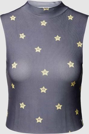 Review Mesh Top mit STAR Print in Black, Gr&ouml;&szlig;e XL