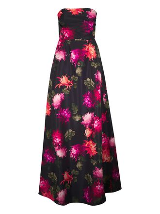 Carolina Herrera floral-pattern strapless maxi dress - Black