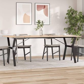 Berkfield Home Dining Table Y-Frame 200x100x75 cm Solid Wood Pine & Steel in Brown | Size: 200 x 100 x 75 cm