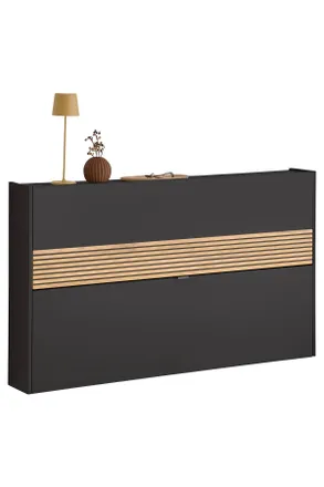 Voleo Schuhkipper, Graphitfarben, Eichefarben, Metall, 140x83x18 cm, Made in Germany, Beim&ouml;bel erh&auml;ltlich, h&auml;ngend, Holzm&ouml;bel, Garderobe Holz, Schuhkipper H