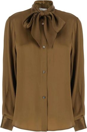 Mauro Grifoni Blouse met kraag en lange mouwen - Dames - Blouses - Bruin - XS - Overhemden