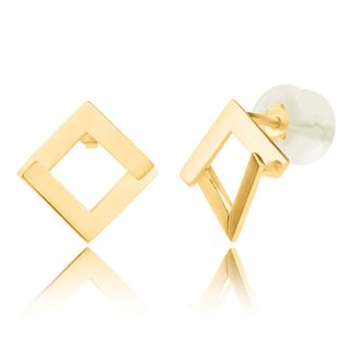 MAX + STONE 14K Yellow Gold Minimalistic Small Square Stud Earrings