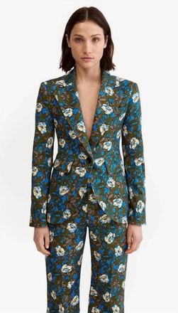 Smythe Seamed Blazer In Olive Floral