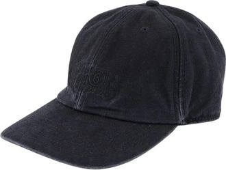 Maison Margiela Accessoires, Heren, Zwart, S, Katoen, Zwarte Katoenen Pet met Nummerborduursel