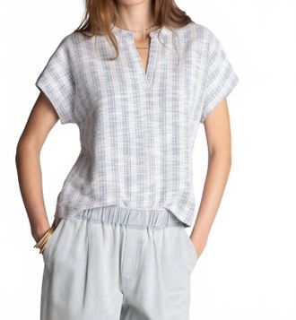 Thread & Supply Zaria Short Sleeve Top In Blue/white