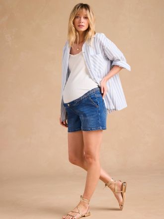 Envie de Fraise Umstands-Jeansshorts mit Flechtakzent ENVIE DE FRAISE, Einsatz abnehmbar double stone