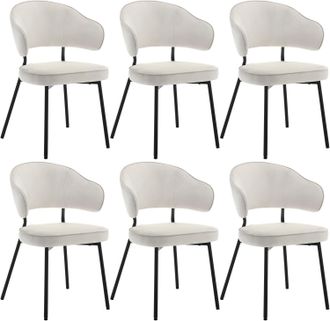 Woltu Woltu 6x Silla De Comedor Silla De Cocina Tapizada En Terciopelo Silla Acolchada Especial Para Sala De Estar Y Restaurante Blanco