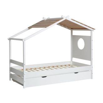 Muemue Cama caba&ntilde;a + cama de arrastre madera blanco 90x190cm